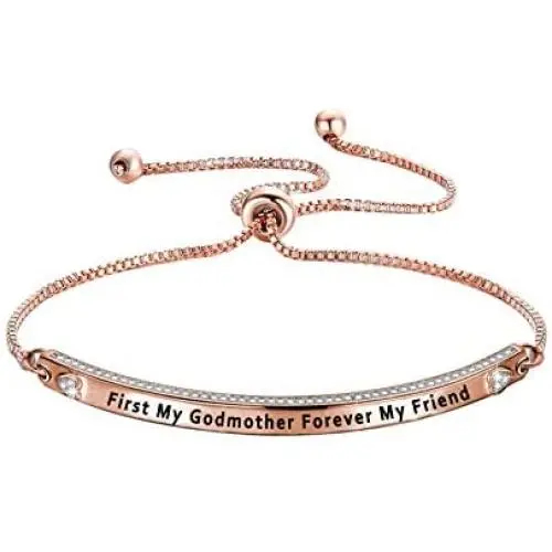 Zuo Bao Christian Jewelry Religious Gift First My Godmother Forever My Friends Bracelet Godmother Gift from Goddaughter Godson Godchild