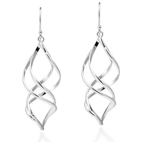 Trendy 3D Spiral .925 Sterling Silver Dangle Earrings Trendy 3D Spiral .925 Sterling Silver Dangle Earrings