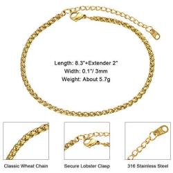 EPIRORA Anklets Bracelets for Women Silver Boho Layered Beach Adjustable Stainless Steel Chain Anklet Foot Jewelry