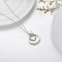 Two-Tone Sterling Silver and Rose Gold or Gold-''Faith Hope Love'' Cross Charm Pendant Necklace with Austrian Crystal