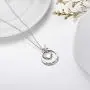 Two-Tone Sterling Silver and Rose Gold or Gold-''Faith Hope Love'' Cross Charm Pendant Necklace with Austrian Crystal