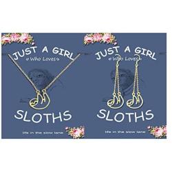 Charm Animal Sloth Drop Earrings Necklace Set,Long Chain Tassel Sloth Earrings Cute Sloth Pendant Necklace with Message Card for Women Teen Girls Child Inspired Jewelry