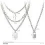 BVROSKI Chains Necklace for Eboy Egirl Men Male Emo Goth Women Teen Girls Boys,2 Layered Lock Key Pendants Necklaces Set,Stainless Steel Jewelry Pack for Pants Punk Play