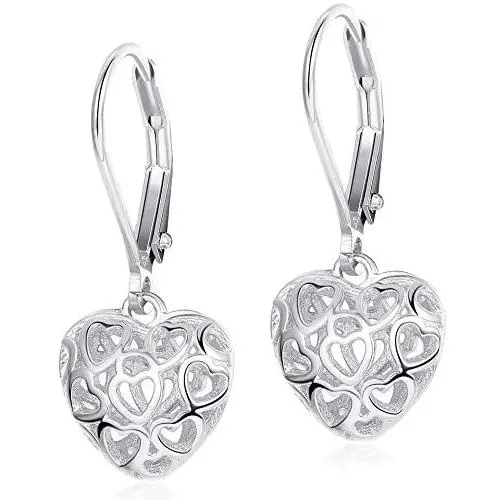 Sllaiss Heart Earrings Hollow Shaped S925 Sterling Silver Leverback Earrings for Women Girls Dangle Drop Earrings Sllaiss Heart Earrings Hollow Shaped S925 Sterling Silver Leverback Earrings for Women Girls Dangle Drop Earrings