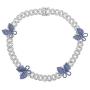 Iced Out Hip Hop Bling Women Jewelry White Pink Cz 12MM Cuban Chain Butterfly Necklace 16''