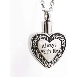 New Always with Me Heart Cremation Jewelry Pendant Urn Keepsake Necklace for Ashes,Locket Stainless Steel Keepsake Waterproof Memorial Pendant for Love,with Tools and Box