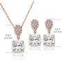 A+O Mother of The Bride or Groom Gift, Cushion Cut Wedding Jewelry Set in Silver, Gold, Rose Gold