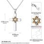 Nofade Silver Cross Star of David Pendant Necklace Gold&Silver Two Tone Pendant Religious Jewish Jewelry for Women Men, Chain 18(with Gift Box)