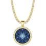 Tetragrammaton Pentacle Necklace & Pendant with 3mm Tennis Chain Cubic Zircon Necklace,Men Women Amulet Statement Jewelry, Wiccan Magical Star Satanism Pendant Necklace