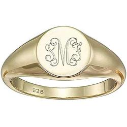 Saalort Customized Female Signet Ring Personalized 925 Sterling Silver Custom 3 Letters