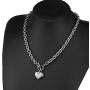 Heart Pendant Necklace Toggle Chain Heart Bracelet Chain Set Stainless Steel Charm Love Heart Jewelry Set Silver Love Heart Shape Pendant Choker Necklace Valentines Gifts for Women Girls