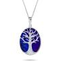 Bling Jewelry Lapis Turquoise Abalone White MOP Oval Wishing Tree Family Tree of Life Pendant Necklace for Women 925 Sterling Silver