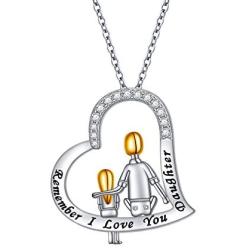 S925 Sterling Silver Daughter Heart Pendant Necklace Jewelry from Dad Mom