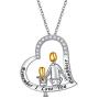 S925 Sterling Silver Daughter Heart Pendant Necklace Jewelry from Dad Mom
