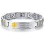 XUANPAI Custom Engraving Watch Band Stainless Steel Magnet Therapy Medical Alert ID Bracelet,Adjustable