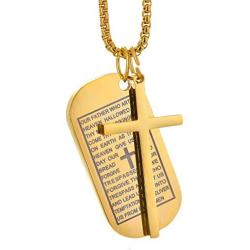 Corner Boss Steel Titanium Retro Chain Jewelry Inspiring Scripture Personality Pendant Necklace for Women Men