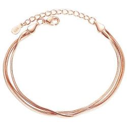 MIXIA Rose Gold/Silver Color Alloy Multilayer Bracelets Snake Chain Charm Bracelets for Women Personality Jewelry