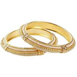 Efulgenz Indian Style Bollywood Traditional Gold Plated Faux Pearl Stone Wedding Bracelet Bangle Set Jewelry