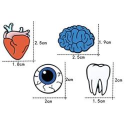 CAROMAY 4 PC Enamel Lapel Pins Set Brain Tooth Eye Heart Halloween Collar Brooch for Boys Girls Backpack Jacket Bag