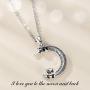 Eusense Panda Necklace Sterling Silver I Love You to the Moon and Back Necklaces Jewelry Cute Pandas Pendant with Cubic Zirconia for Women Girls