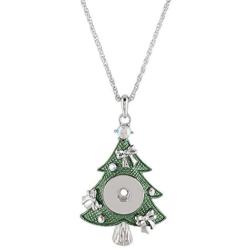 My Prime Gifts Snap Jewelry Christmas Tree Enamel Necklace Silver Plated Length 20'' fits 18-20mm Standard Ginger Style Charms My Prime Gifts