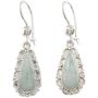 NOVICA Jade and .925 Sterling Silver Flower Dangle Earrings, Blossoming Green Dew