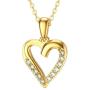 Yafeeso Solid 14K Gold Heart Necklace for Women Girls Love Heart Pendant Necklacewith 5A Cubic Zirconia for Anniversary Mothers Day Couple Jewelry Gifts for Her, 16+2 Inch