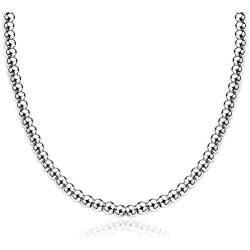 Jewelry Kingdom 1 Necklace or Bracelet for Women and Men, Beaded Chain Sterling Silver Stainless Steel, Handmade Jewelry, Thick of 6-8MM and Length of 7-40'' Optional