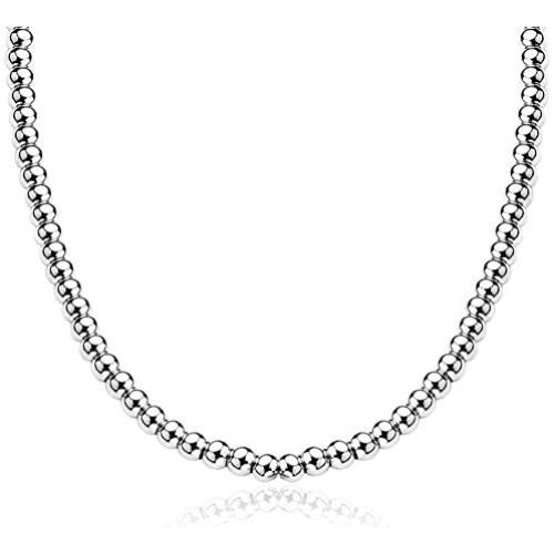 Jewelry Kingdom 1 Necklace or Bracelet for Women and Men, Beaded Chain Sterling Silver Stainless Steel, Handmade Jewelry, Thick of 6-8MM and Length of 7-40'' Optional