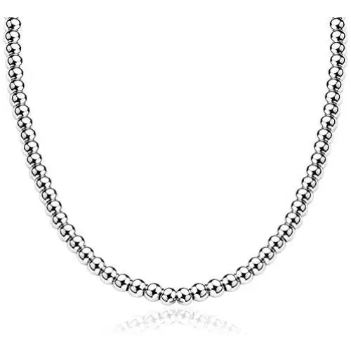 Jewelry Kingdom 1 Necklace or Bracelet for Women and Men, Beaded Chain Sterling Silver Stainless Steel, Handmade Jewelry, Thick of 6-8MM and Length of 7-40'' Optional