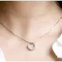 Aria Belle Sterling Silver Cubic Zirconia CZ Circle Pendant Necklace Jewelry Gift for Anniversary, Women, Mom, Wife