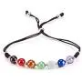 Cherry Tree Collection Natural Gemstone Chakra Bracelet | Adjustable Size Nylon Cord | 6mm Beads, Silver Spacers | 5''-6.5'' Womens/Girls/Child