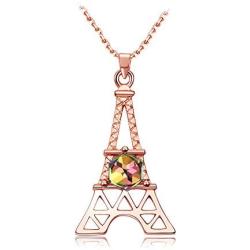 Eiffel Tower Necklace for Girls / Women - Girls Paris Jewelry - Rose Gold Paris Souvenir Gifts for Women - Champagne Paris Eiffel Tower Jewelry for Girls / Women - Valentine / Birthday Gift for Girlfriend - Mall of Style