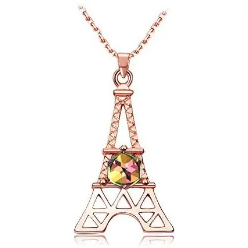 Eiffel Tower Necklace for Girls / Women - Girls Paris Jewelry - Rose Gold Paris Souvenir Gifts for Women - Champagne Paris Eiffel Tower Jewelry for Girls / Women - Valentine / Birthday Gift for Girlfriend - Mall of Style