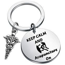 UJIMS Acupuncturist Gift Acupuncture Keychain Keep Calm Acupuncture On Keychain Gift for Acupuncture Graduation TCM Jewelry for Acupuncture Lover