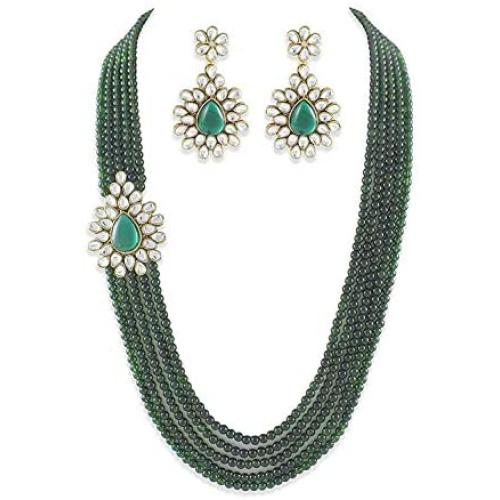 Aheli Ethnic Multi Strand Beaded Necklace Earrings Indian Bollywood Fashion Jewelry for Women