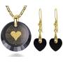 120 Languages I Love You Necklace and Crystal Heart Dangle Earrings Romantic Jewelry Set Love Pendant is 24k Gold Inscribed in Miniature Text on Cubic Zirconia, 18'' Gold Plated Silver Chain