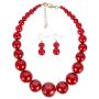 KOSMOS-LI Large Style Big Imitate Pearl Strand Choker Necklace with Earrings Set