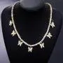SUNXN Butterfly Necklace Tennis Chain Choker CZ Bling Silver Gold Pendant Necklace Gift for Women Girls Jewelry