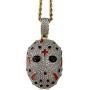 Shop-iGold Custom Gang MASK Men Women 925 Italy Gold Finish Iced Silver Charm Ice Out Pendant Stainless Steel Real 3 mm Rope Chain, Mans Jewelry, Iced Pendant, Rope Necklace 16''- 24''