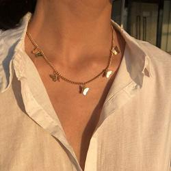 Butterfly Choker Necklace Silver Gold Butterfly Pendant Necklace Dainty Choker Necklace Butterfly Chain Butterfly Necklace Choker for Teen Gilrs Aesthetic Jewelry Gift