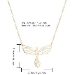 GFDGG Origami Phoenix Bird Pendant Necklaces for Women Men Geometric Animal Hypoallergenic Jewelry