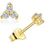 MDFUN Classic Halo Necklace and Stud Earring for Women and Girls, 18K Gold Plated Sparkle Cubic Zirconia Round Cut Clover Earring & Pendant Jewelry Set
