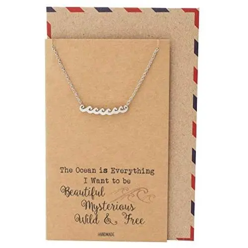 Quan Jewelry Ocean Waves Beach Necklace, Gifts for Surfer, Beach Lover Wanderlust Traveler Pendant Charm, Comes with Handmade Inspirational Quote, Gifts for Beach Goer, Silver Tone Quan Jewelry Ocean Waves Beach Necklace, Gifts for Surfer, Beach Lover Wanderlust Traveler Pendant Charm, Comes with Handmade Inspirational Quote, Gifts for Beach Goer, Silver Tone
