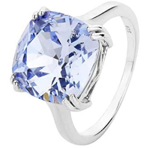 ShahGems Genuine Swarovski Crystal Rings for Women 925 Sterling Silver Swarovski Rings Jewelry Gift for Women