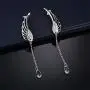 Clip On Angel Wing Earrings Angel Wing Silver Plated Crystal Tassel Chain Drop Dangle Earrings Ear Cuff Stud Rhinestone Pendant Clip Earrings Angel Wing Tail Long Dangle Tassel Drop Statement Earrings