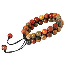 SUNYIK 8mm Round Stone Adjustable Bracelet for Unisex, Double Layers Beads Macrame Friendship Bracelets, 7''-10'' Strand