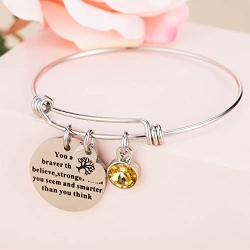 You are Braver Than You Believe Think Birthday Gifts Bracelet with Birthstone & Heart Tree of Life