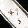 Asymmetrical Planet Moon Dangle Earring Bohemian Black Crystal Design Drop Dangling Earrings for Women Girl Fashion Jewelry