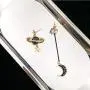 TULIP LY Sun Moon Asymmetrical Crystal Drop Earrings Bohemian Tassel Design Dangle Earring Fashion Retro Stud Earrings for Women Girl Fashion Jewelry